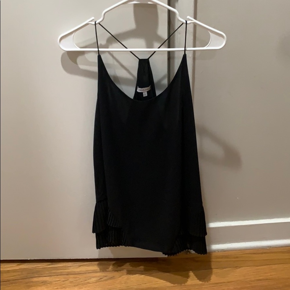 black ruffled tank